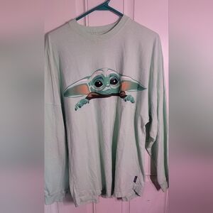 Unisex Light Green Baby Yoda Graphic Long Sleeve Jersey